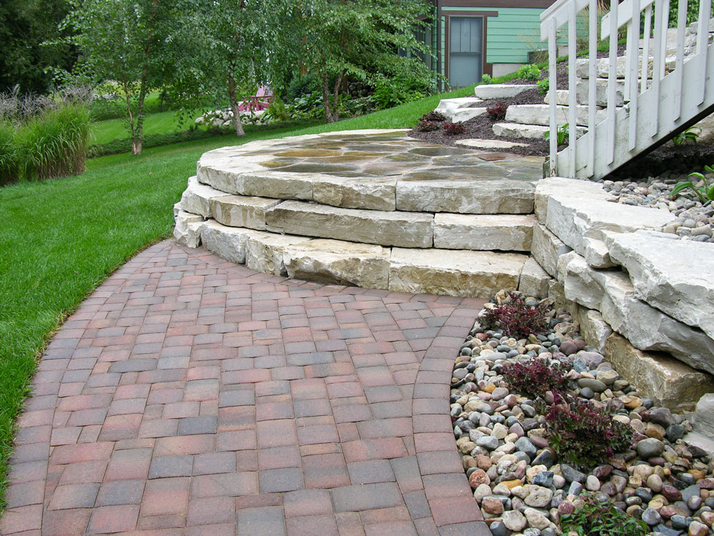 The paver walkway leading to the Eden stone steps.